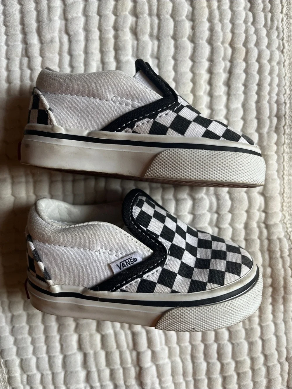 Vans Kids Checkerboard Slip-On Sneakers - Black & White